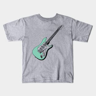 Sea Foam Green Electric Guitar Kids T-Shirt